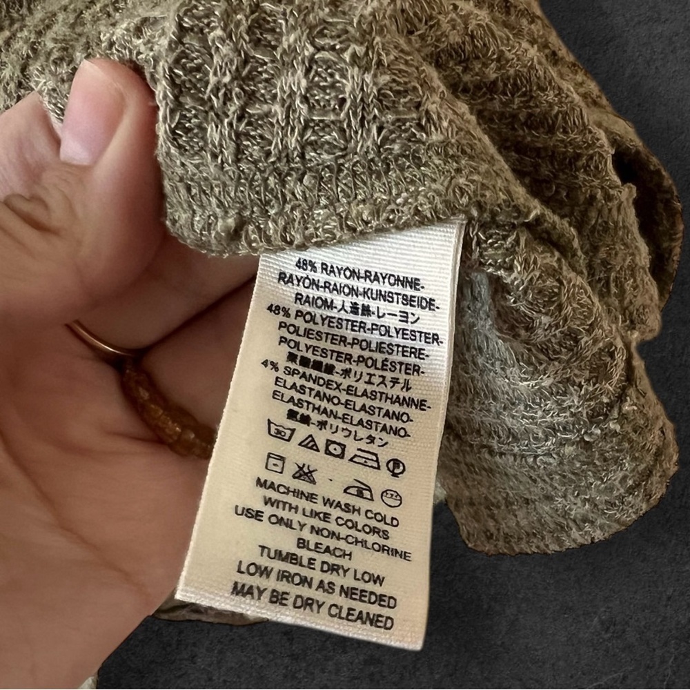 We The Free Kitty Slouchy Waffle Knit Olive Green Tunic Oversized Sweater Size S - Picture 10 of 15